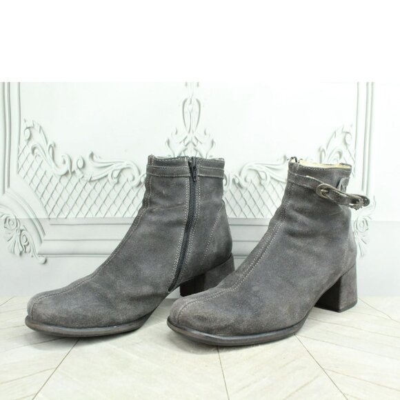 *Geier Wally Gray Suede Side Zip Casual Heeled Ankle Boots Size 11 Inches - Picture 9 of 9